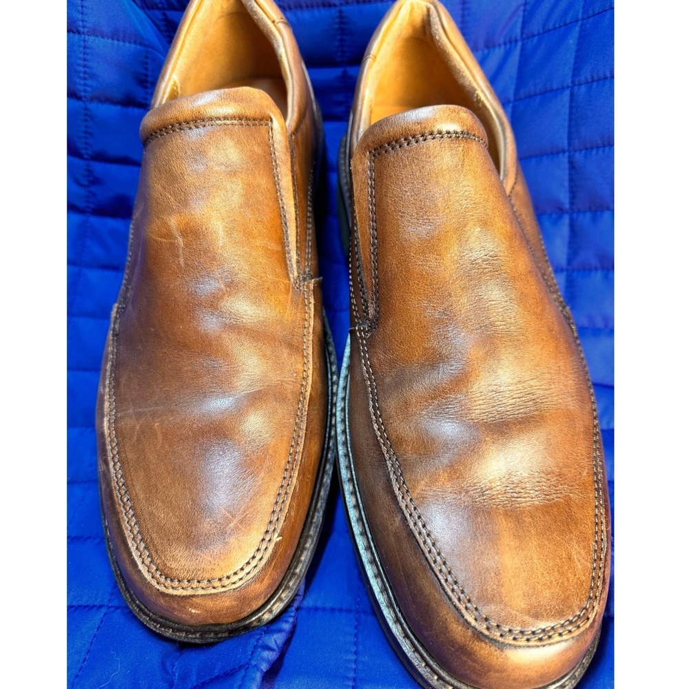 Ecco Men's Holton Apron Toe Brown Leather Slip-On Loafers Size 7 Comfort Dress